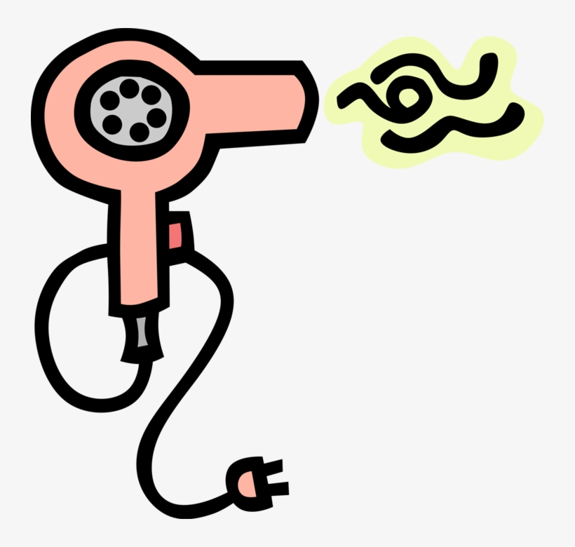 Vector Illustration Of Portable Electric Hair Dryer - Hair Dryer, transparent png download