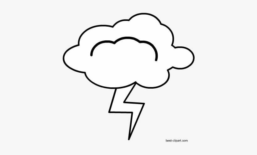 Free Black And White Png Cloud With Lightening Clip - Clip Art, transparent png download