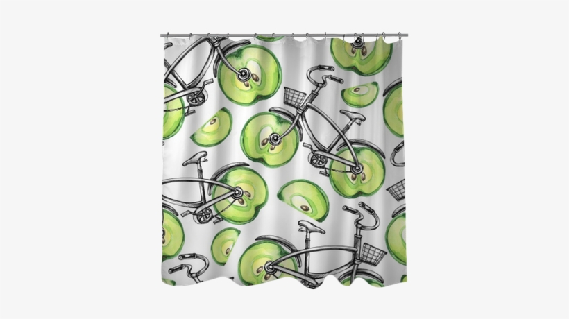Watercolor Seamless Pattern Bicycles With Apple Wheels - Tandem Bicycle, transparent png download