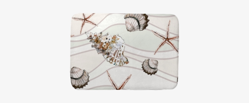 Seamless Marine Pattern With Shells And Starfish On - Sfondo Marino Bianco, transparent png download