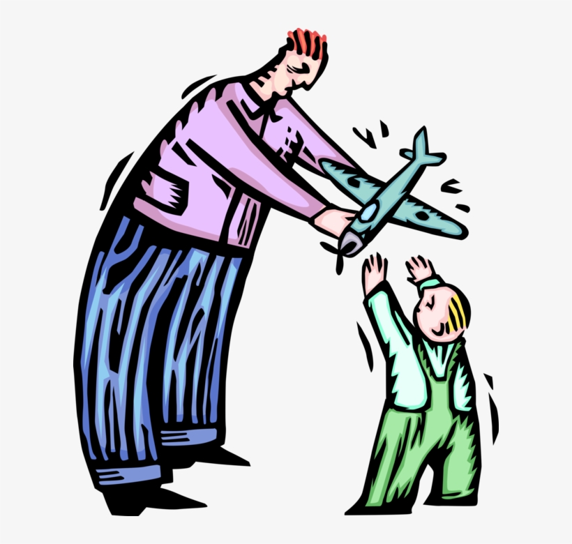 Vector Illustration Of Father Hands Toy Plane Airplane, transparent png download