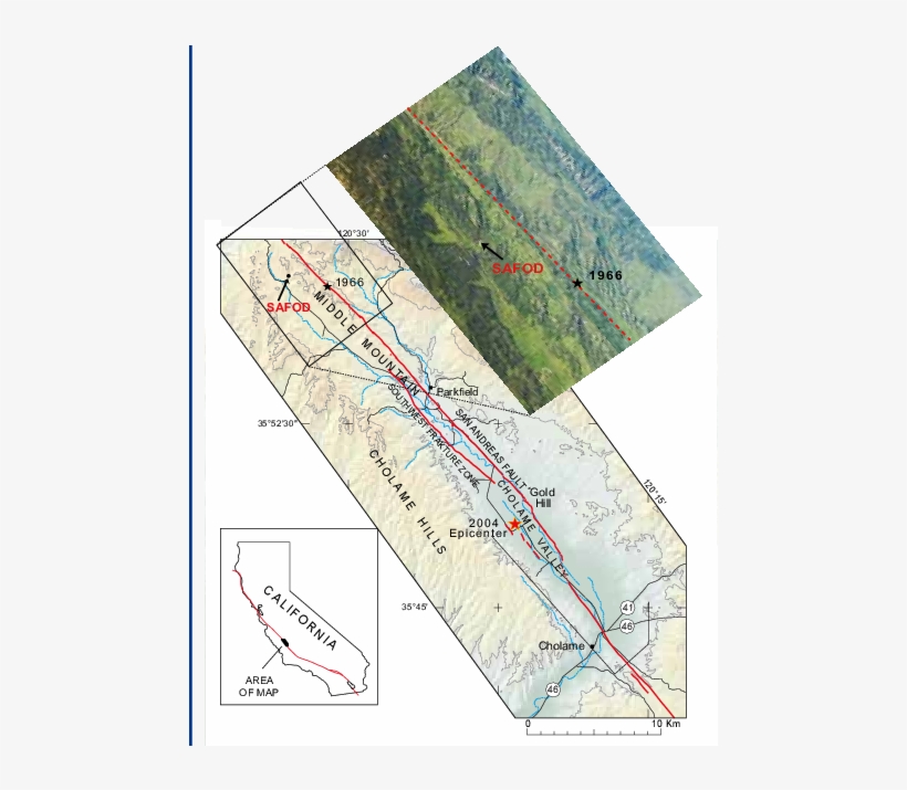 Map Of The Parkfield Segment Of The San Andreas Fault - Parkfield, transparent png download