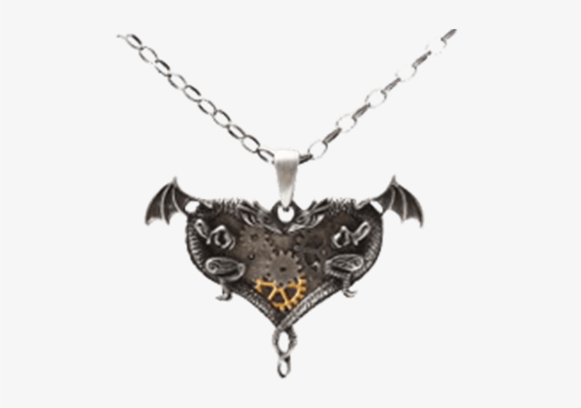 Dual Dragon Heart Steampunk Necklace - Dual Dragons Heart Necklace, transparent png download