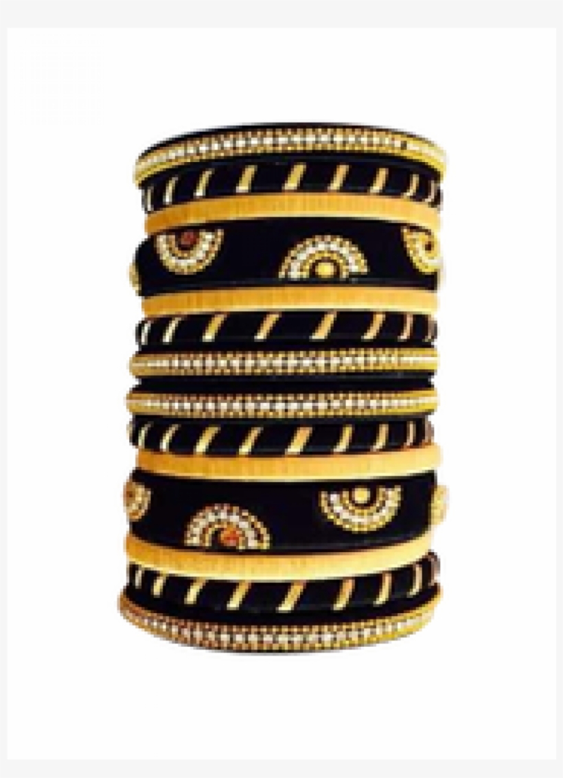 Silk Thread Bangles Black And Gold Colour, transparent png download