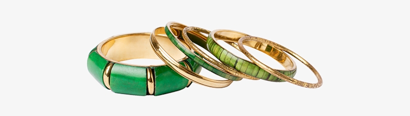 Jungle Green With Gold Color Bangles, transparent png download