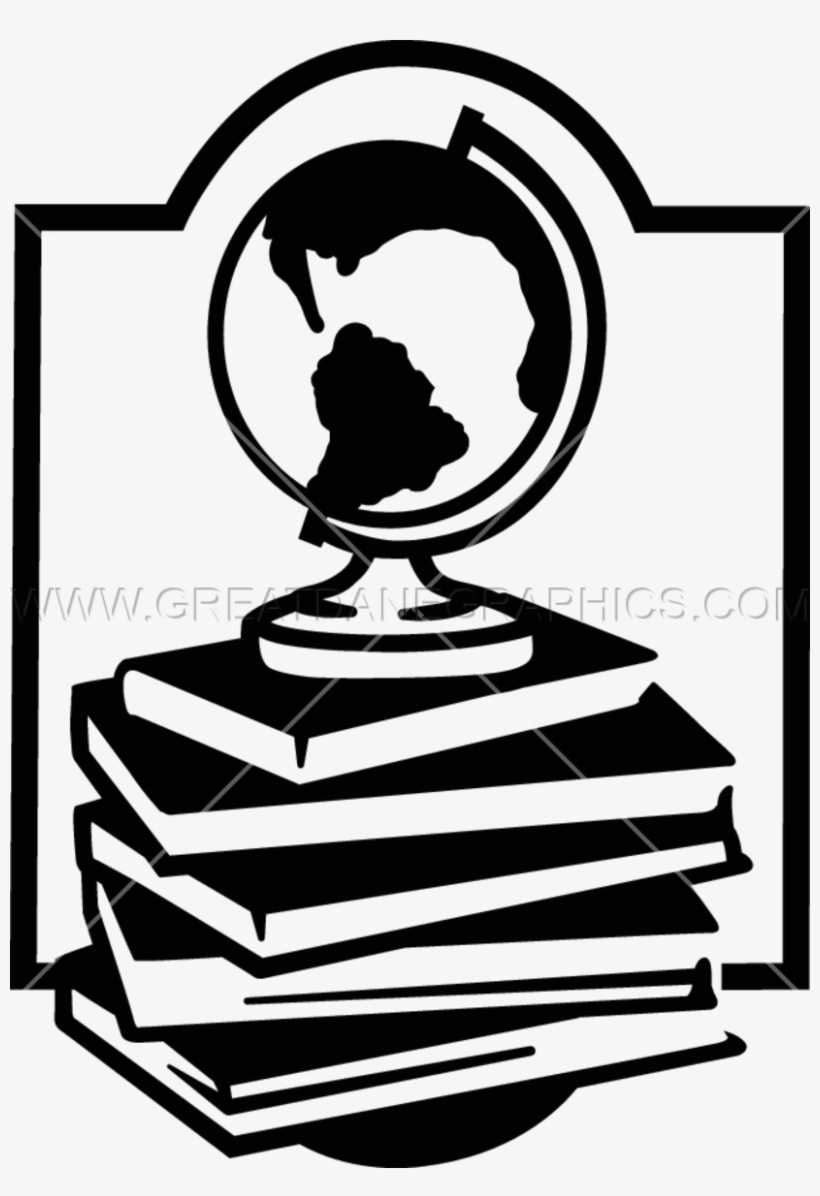 Bobook Clipart Composition - Globe Black And White Books, transparent png download