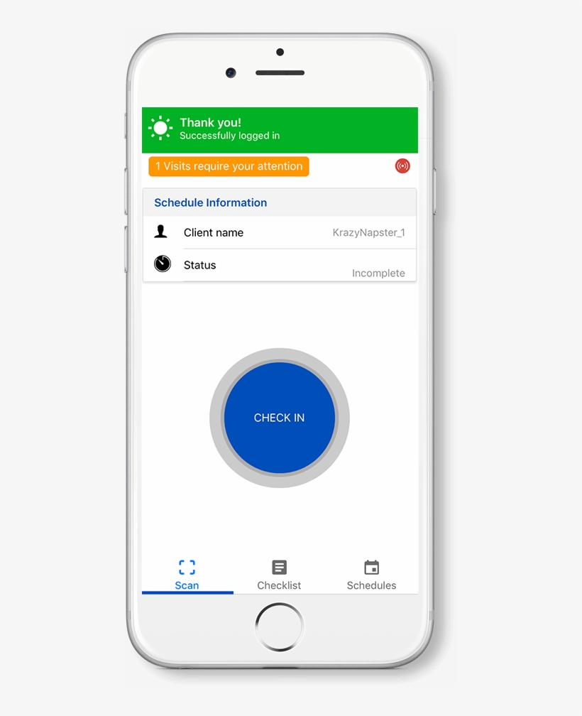 Check In Screen - Caregiver, transparent png download