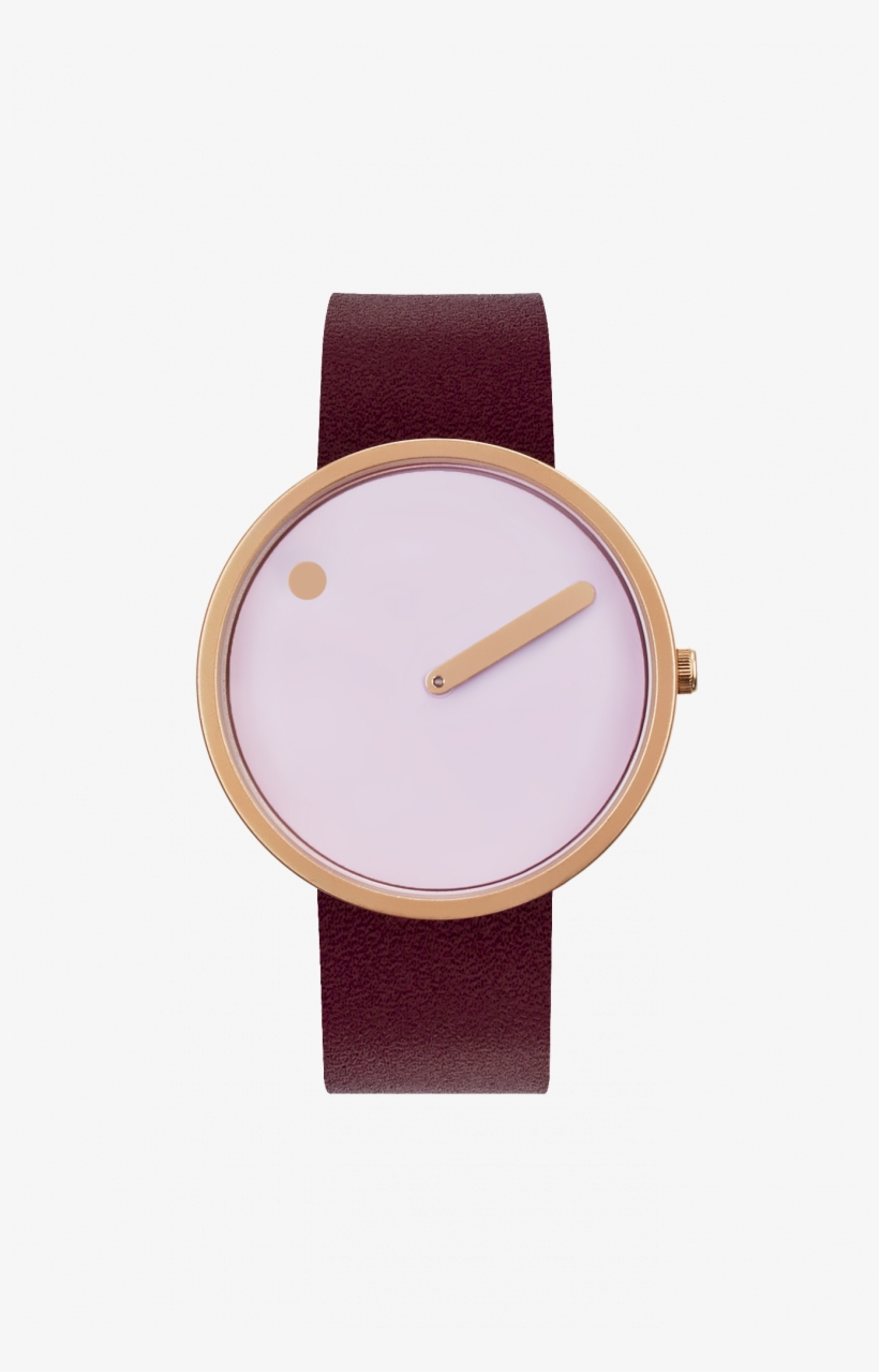Picto Pink Dial Burgundy Leather Strap Watch 43382, transparent png download