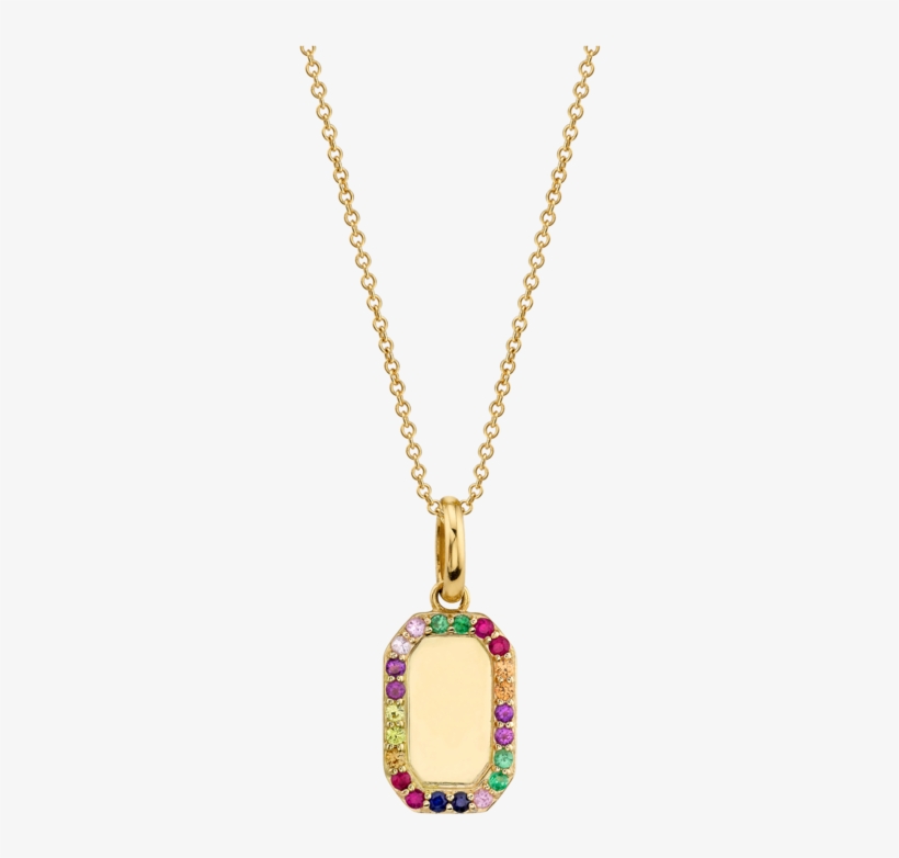 Rainbow Rectangle Gold Pendant - Gold, transparent png download