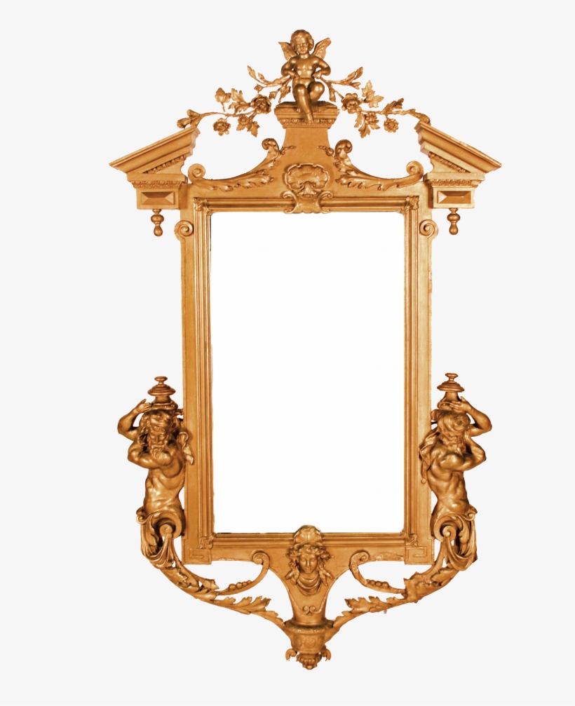 Ornate Gilded Antique Mirror - Brass, transparent png download