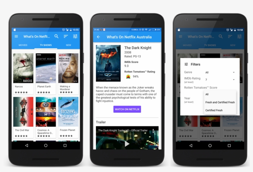 What's On Netflix Australia Now Has A Native Android, transparent png download