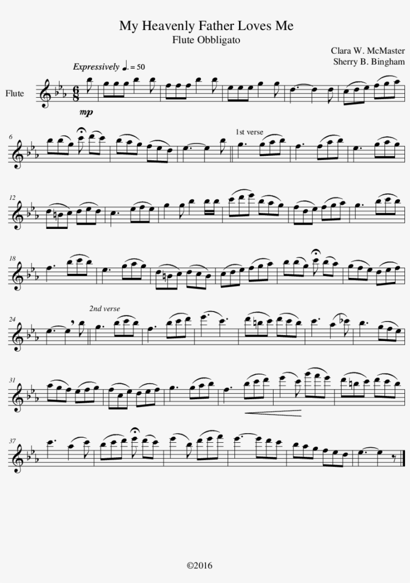 My Heavenly Father Loves Me Flute Obbligato Arrangment - Count On Me Violin Notes, transparent png download
