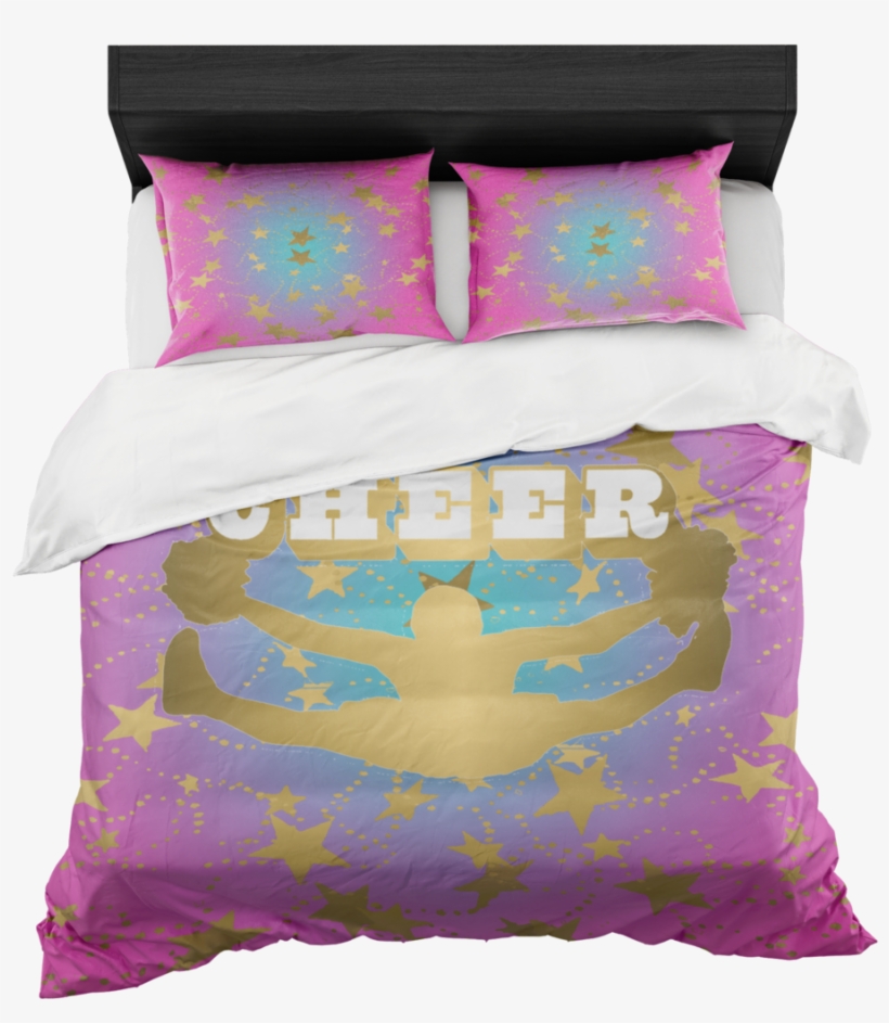 Cheer Silhouette With Stars In Gold And Magenta To - Duvet Cover, transparent png download
