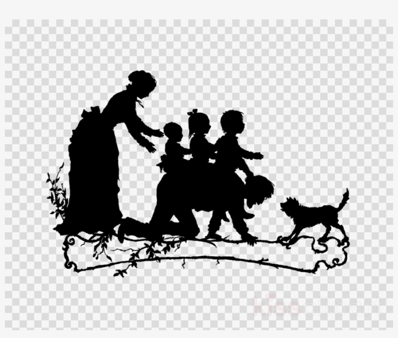 Vintage Silluetes Clipart Black And White Silhouette - Silhouette, transparent png download