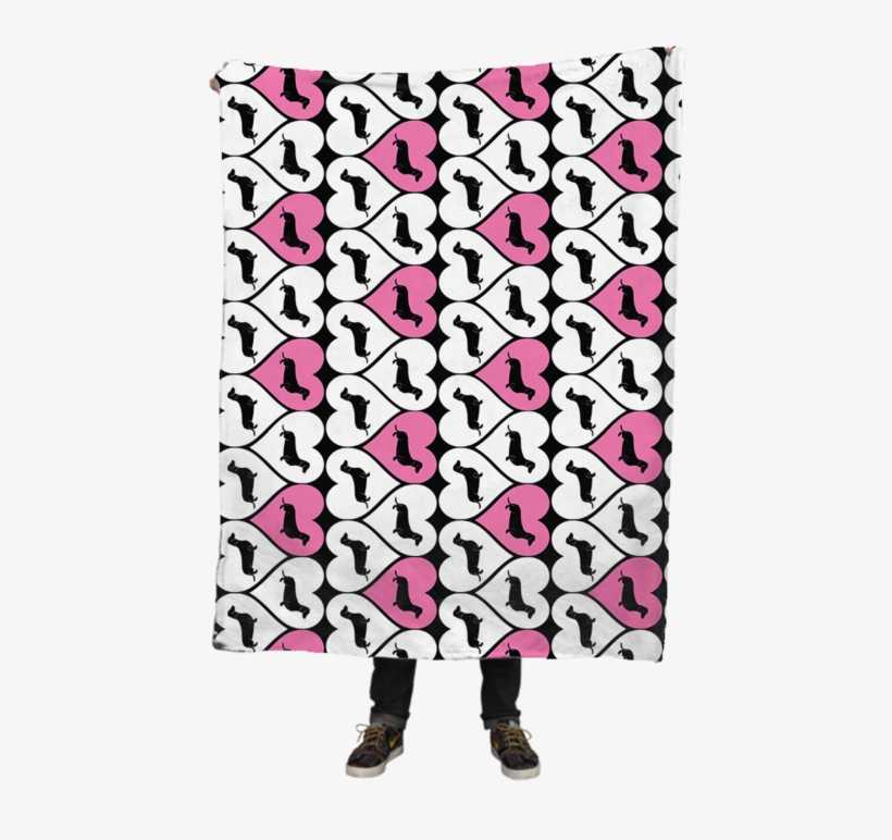 Dachshund Hearts Fleece Blanket - Cartoon, transparent png download