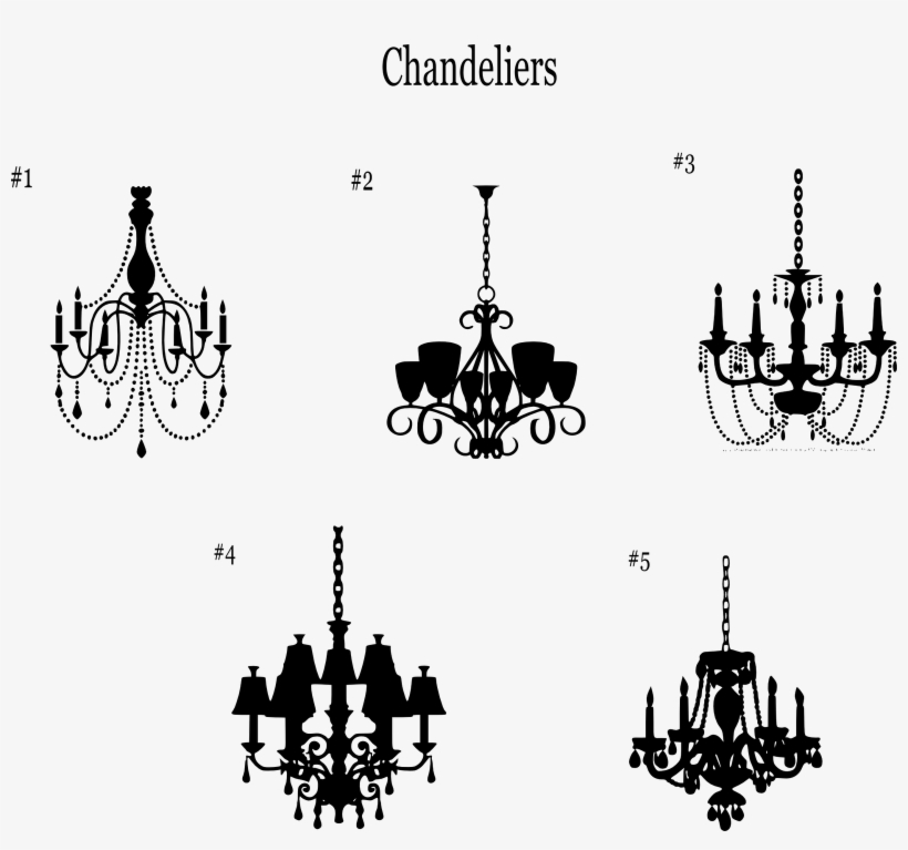 More Fun Designs - Decorative Decals Chandelier #4 Vinyl Sticker - Large, transparent png download