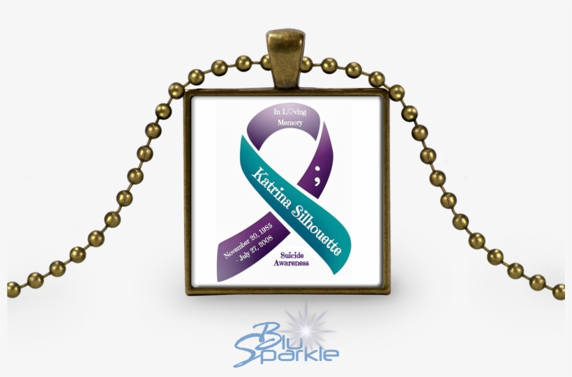 Personalized Awareness Ribbon Square Pendants - Pendant, transparent png download