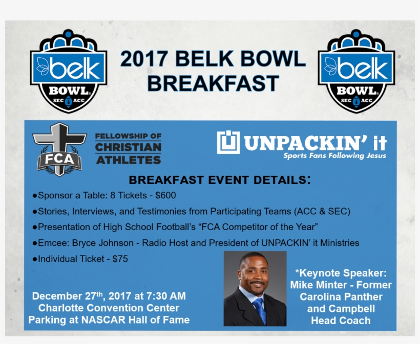 Belk Bowl Breakfast, transparent png download