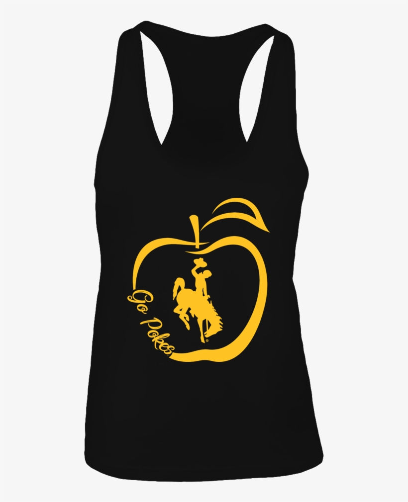 Go Pokes Apple Outline Teacher Wyoming Cowboys Shirt - Shirt, transparent png download