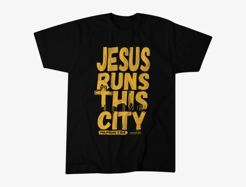 Jesus Runs This City On Black T-shirt Is A Design By - Active Shirt, transparent png download