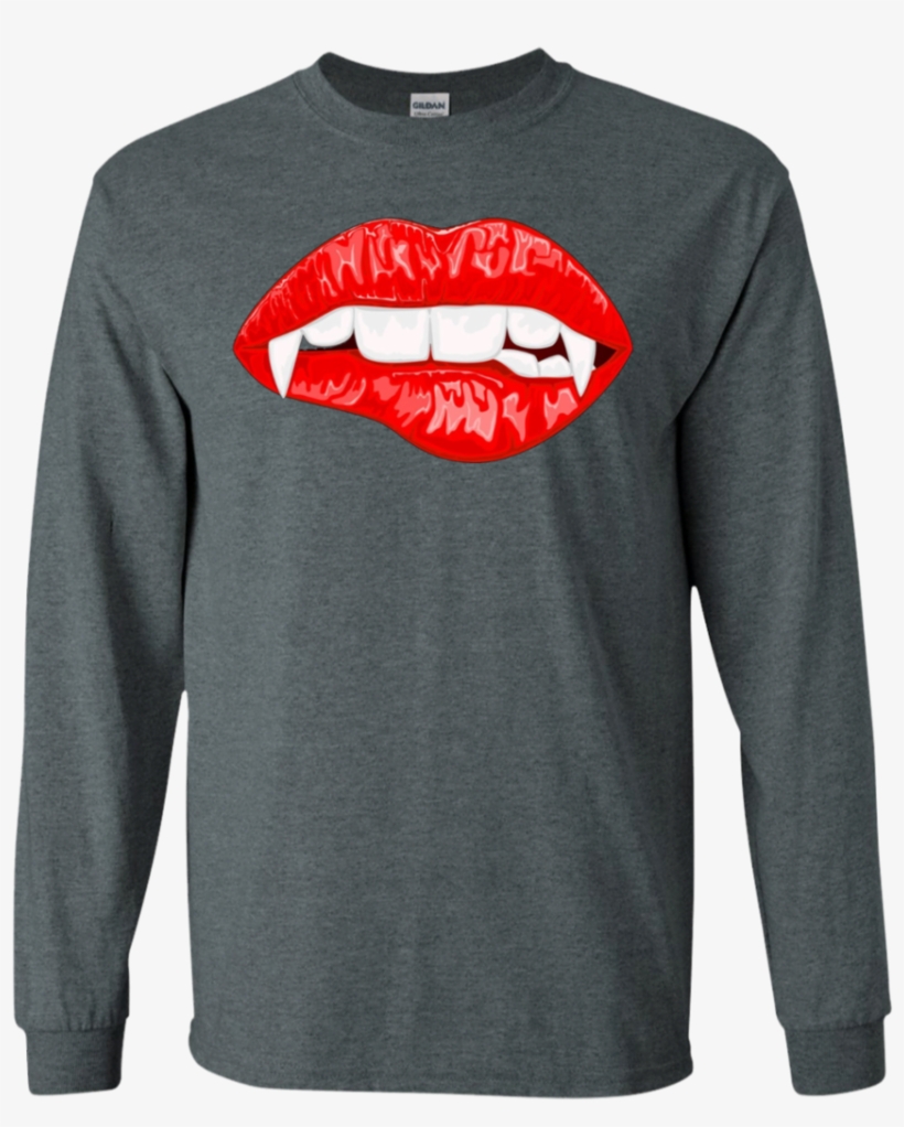 Red Female Lips With Vampire Fangs Halloween Horror - Father's Day T Shirt - Grandpa The Man The Myth, transparent png download
