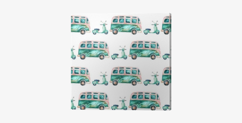 Watercolor Hippie Camper Van And Scooter Canvas Print - Las Chicas De Canterbury - Wright Kim, transparent png download