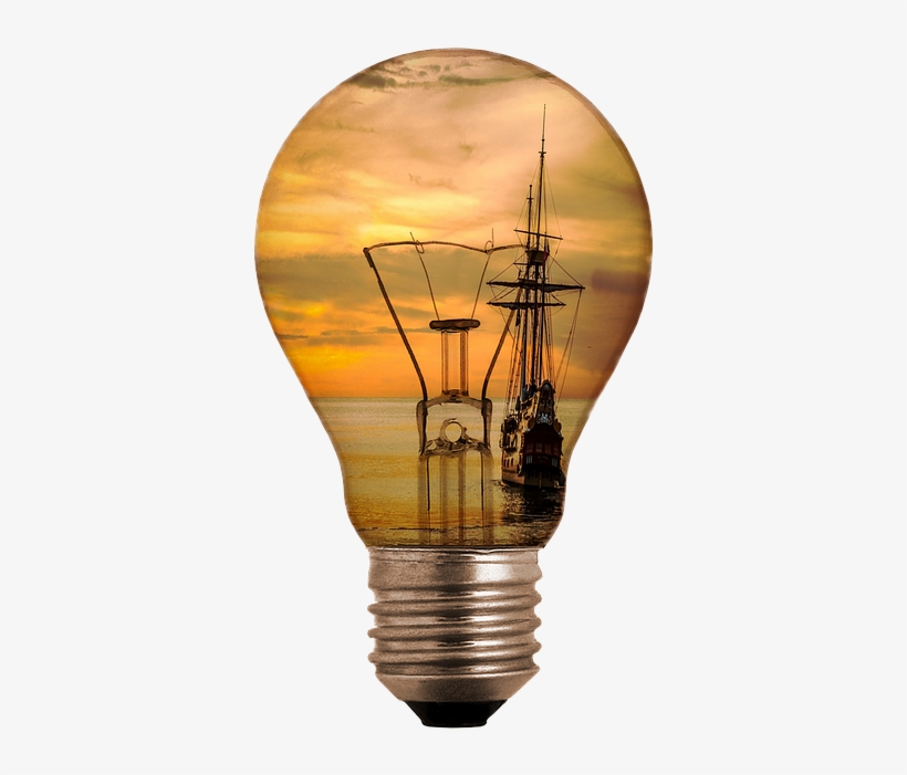 Light Bulb, Ship, Sea, Sunset, Abendstimmung, Sunlight - Electricity Bulb, transparent png download