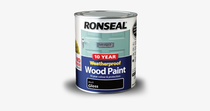 Ronseal 10 Year Weatherproof Paint Black Gloss 750ml - Ronseal One Coat Damp Seal - 750ml, transparent png download