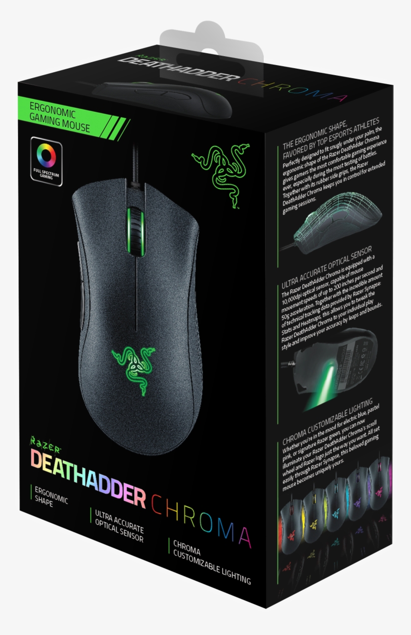 Razer Deathadder - Razer Deathadder Chroma - Usb Optical Mouse, transparent png download