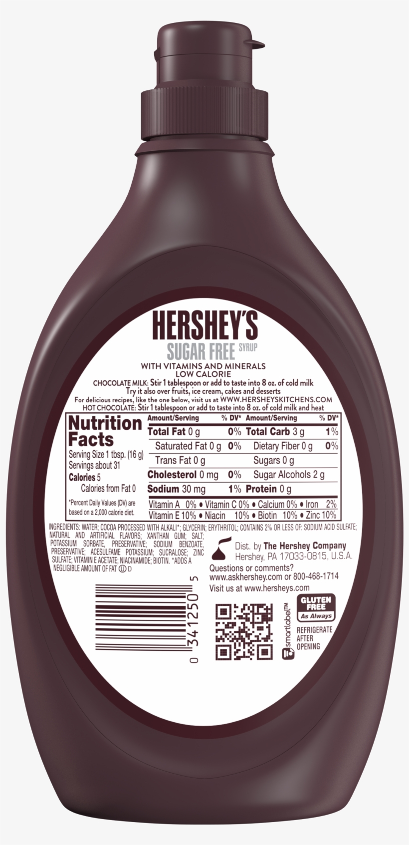 Hershey's Syrup (sugar Free Chocolate, 17.5-ounce), transparent png download