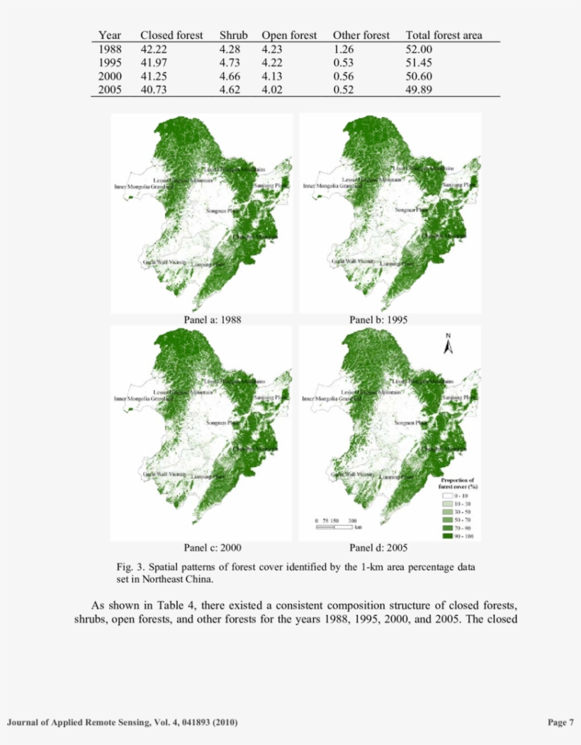 Forest Area Of Northeast China In 1988, 1995, 2000, - Map, transparent png download