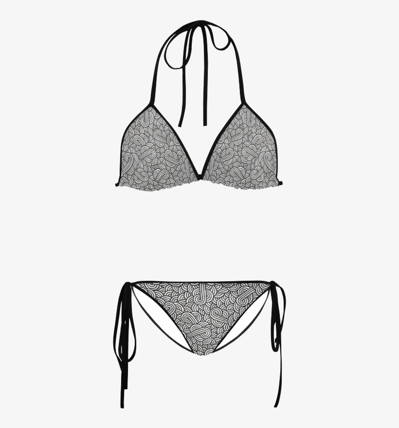 Black And White Swirls Zentangle Custom Bikini Swimsuit - Bikini Black And White Pattern, transparent png download