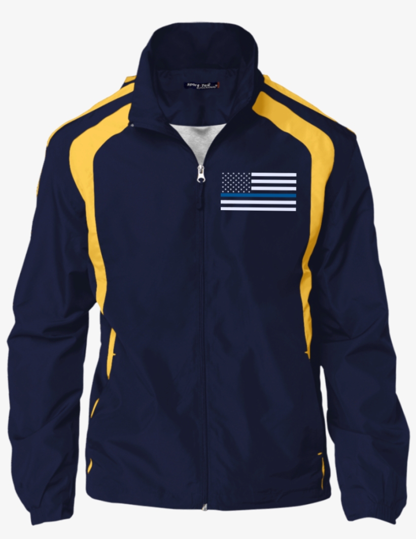 Sport-tek Thin Blue Line American Flag Embroidered - American Red Line Jersey-lined Jacket, transparent png download