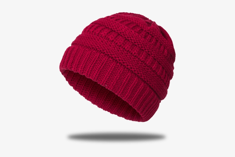 Red Ponytail Beanie With A Hole On Top - Beanie, transparent png download