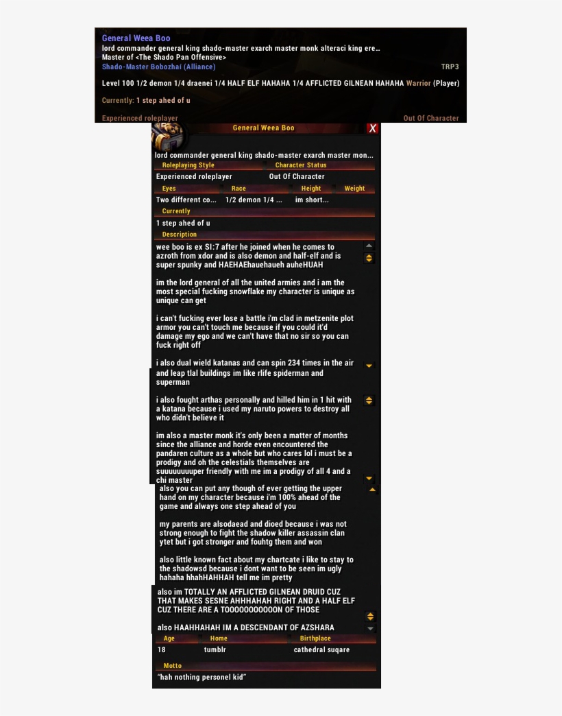 I Was Playing Wow And Saw This On Someone's Mrp Profile - World Of Warcraft, transparent png download