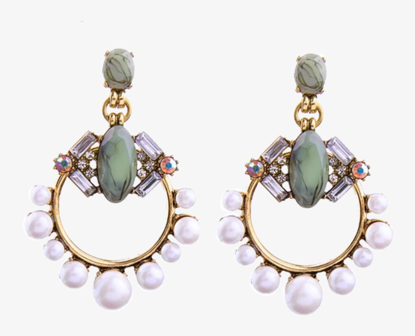 Katy Earrings - Pearl Statement Drop Earrings Big Hoop Oval Studs Imitation, transparent png download