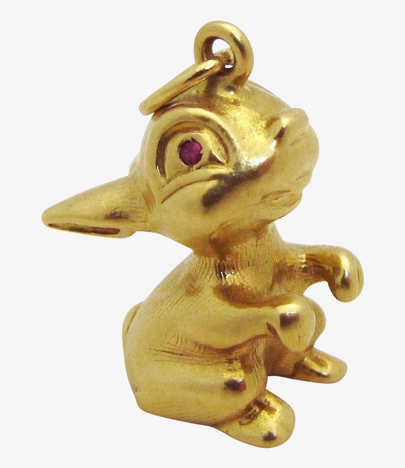 Adorable Vintage 18k Gold 3d Jeweled Thumper Bunny - Charm Bracelet, transparent png download