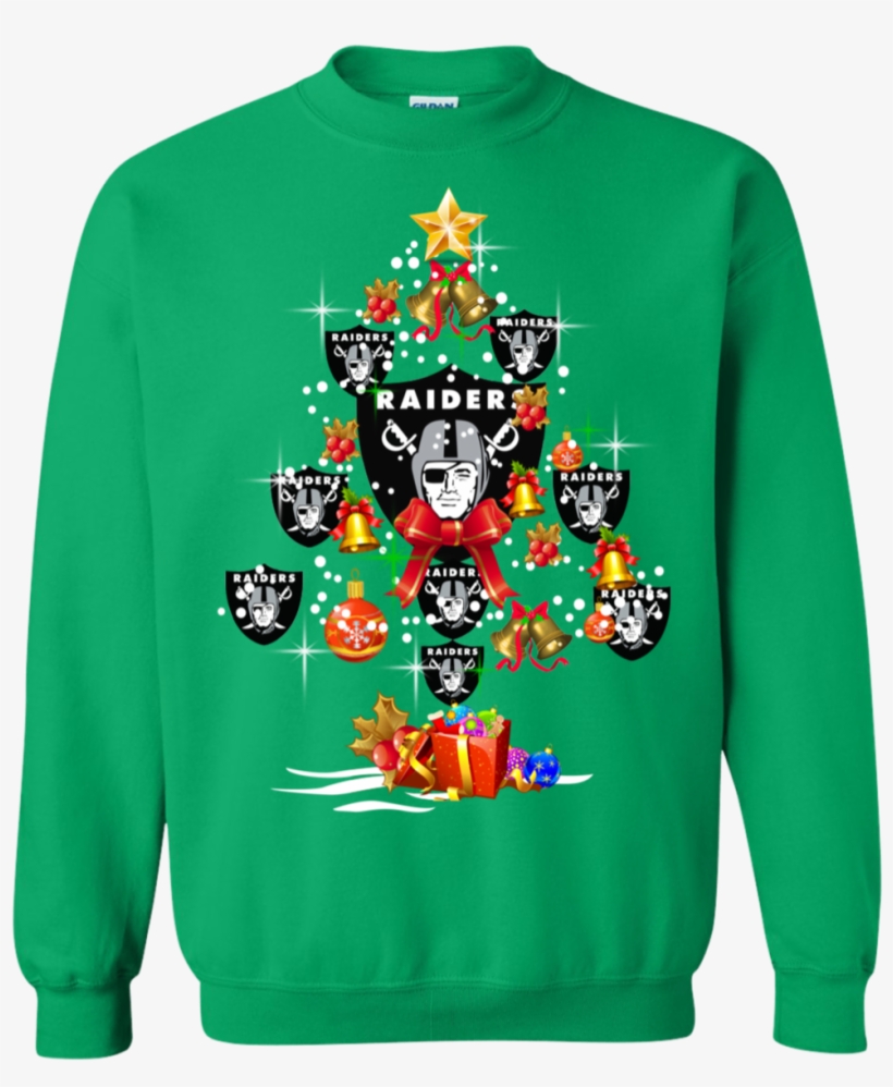 Oakland Raiders Christmas Tree Sweatshirt - Shirt, transparent png download