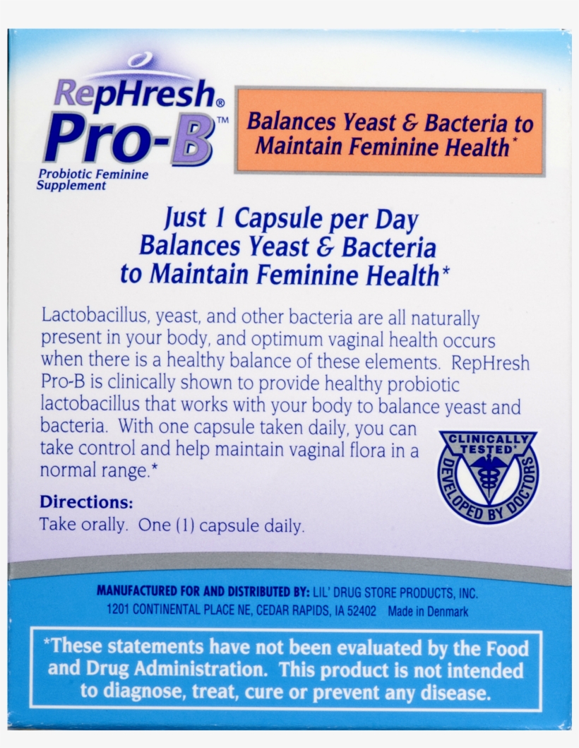 Rephresh Rephresh Pro-b Probiotic Feminine Supplement,, transparent png download