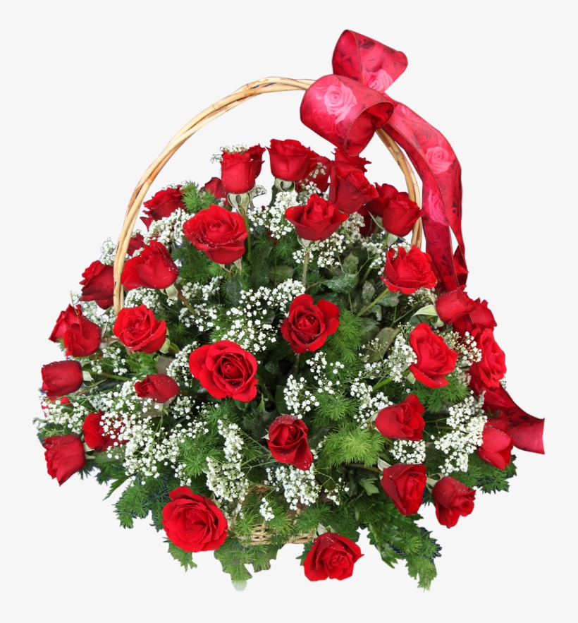 Basket Of 50 Red Roses - دسته گل زیبا متحرک, transparent png download