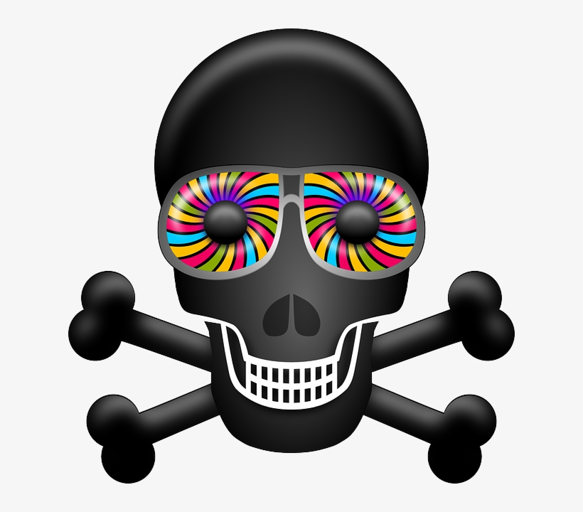 Psychedelic, Skull, Bones, Pirate - Psychedelic Clipart, transparent png download
