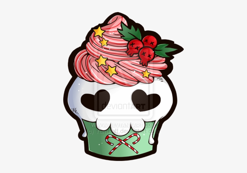 Holiday Skull Cupcake By Yampuff - Holiday Skull, transparent png download
