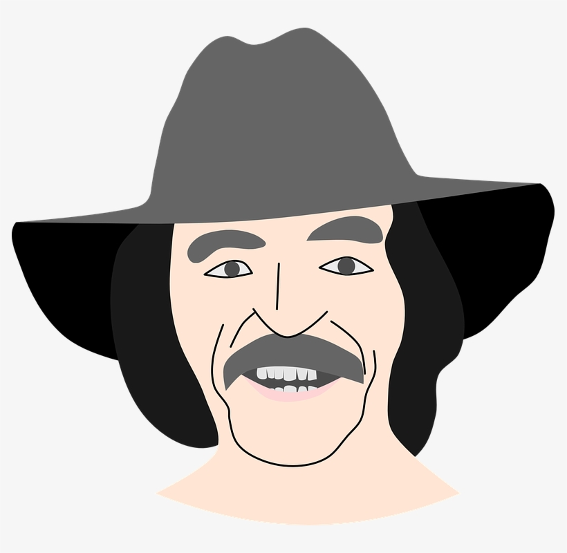 Mexican, Hat, Gaucho, Man, Moustache, Pilgrim, Happy - Fedora, transparent png download
