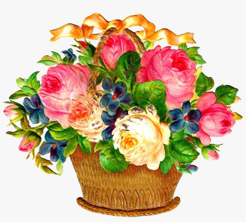 Free Flower Basket Graphic - Flower Basket Png Free, transparent png download