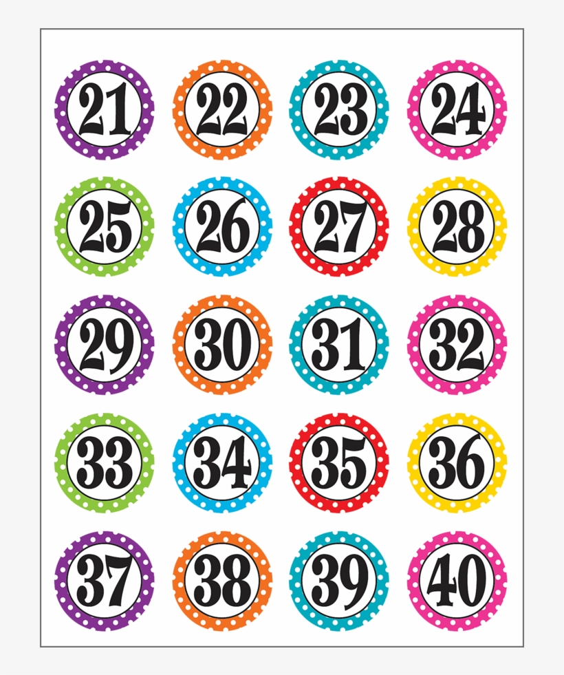 Polka Dots Numbers Stickers Alternate Image B - Icon, transparent png download