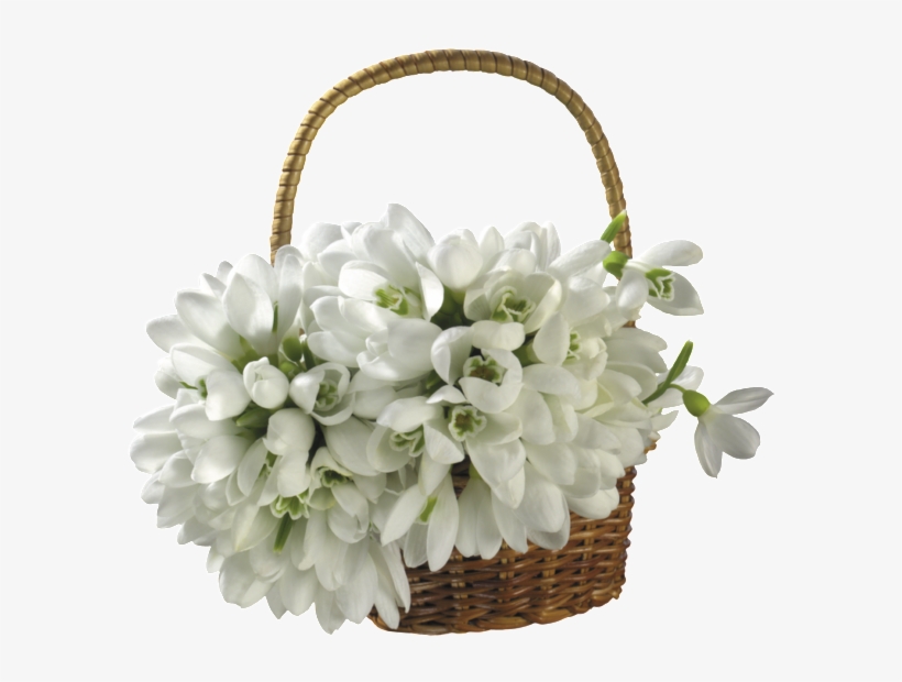 Elegant Basket Of Transparent Material - Basket With Flowers Png, transparent png download