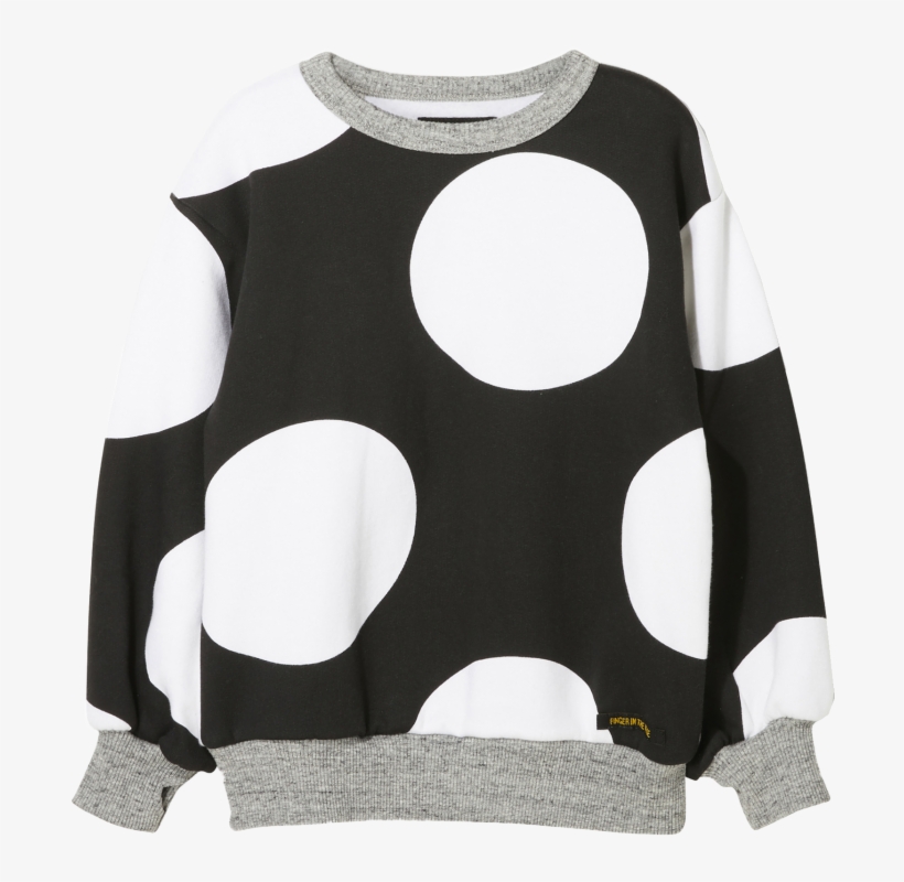 Finger In The Nose Hiroko Sweatshirt Polka Dots - Hiroko Black Polka Dots Girl Knitted Crew Neck Sweatshirt, transparent png download