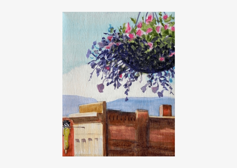 Watercolor On Canvas - Hanging Basket, transparent png download