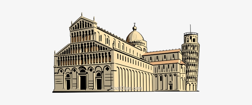 Cathedral And Leaning Tower Of Pisa Royalty Free Vector - Piazza Dei Miracoli, transparent png download