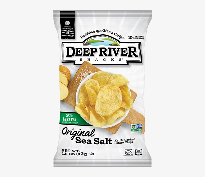 Kettle Cooked Potato Chips - Deep River Chips Sea Salt, transparent png download